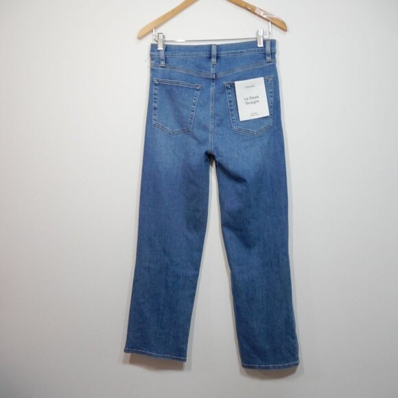 FRAME Le Sleek Straight High Rise JEANS Size 29 Flip Blue Stretch NEW $278 - Picture 8 of 10